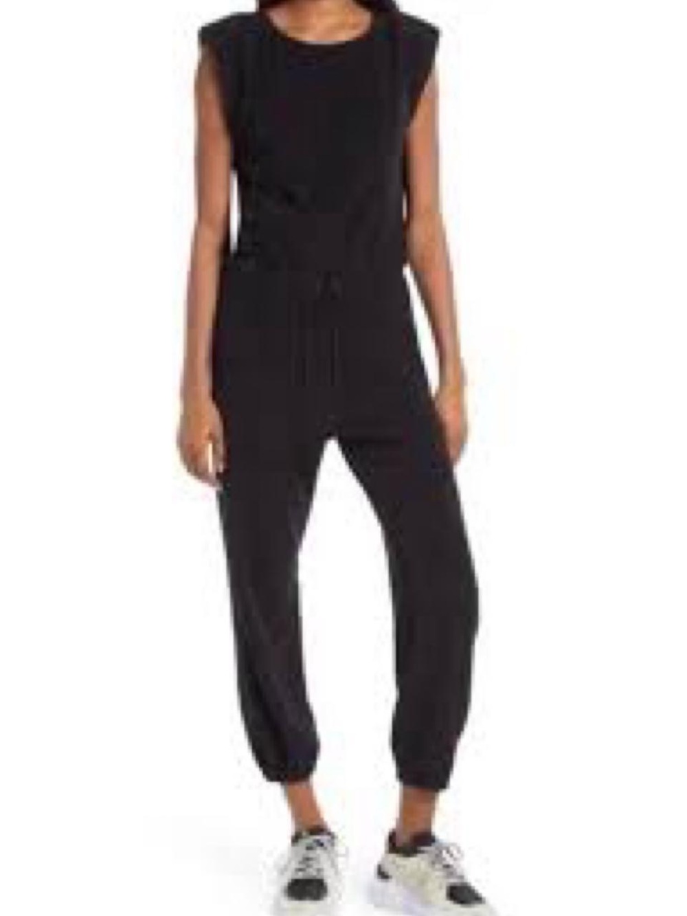 WAYF Hayden Terry Knit Cap Sleeve Jumpsuit Black Small